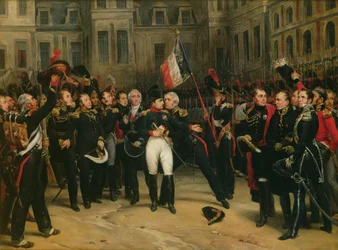 Napoleon I (1769-1821) Neemt Afscheid van de Keizerlijke Garde in de Cheval-Blanc Binnenplaats bij het Kasteel van Fontainebleau, 20 april 1814, 1825